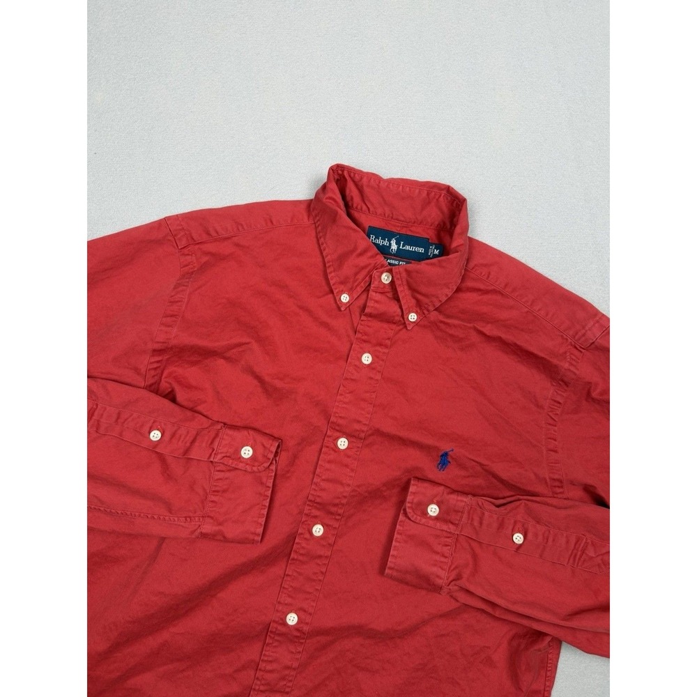Polo Ralph Lauren Shirt Mens M Red Classic Fit Long Sleeve Button Down Preppy